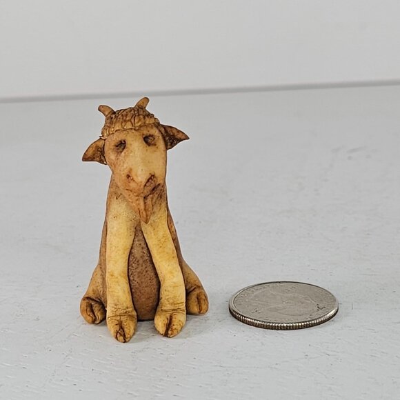 Vintage Whimsical Handmade Clay Goat Figurine Sitting - Picture 2 of 8